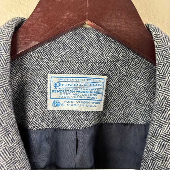 Pendleton Vintage 100% Wool Basketweave Blazer Blue Made In USA Women’s Size 18W - Picture 2 of 7